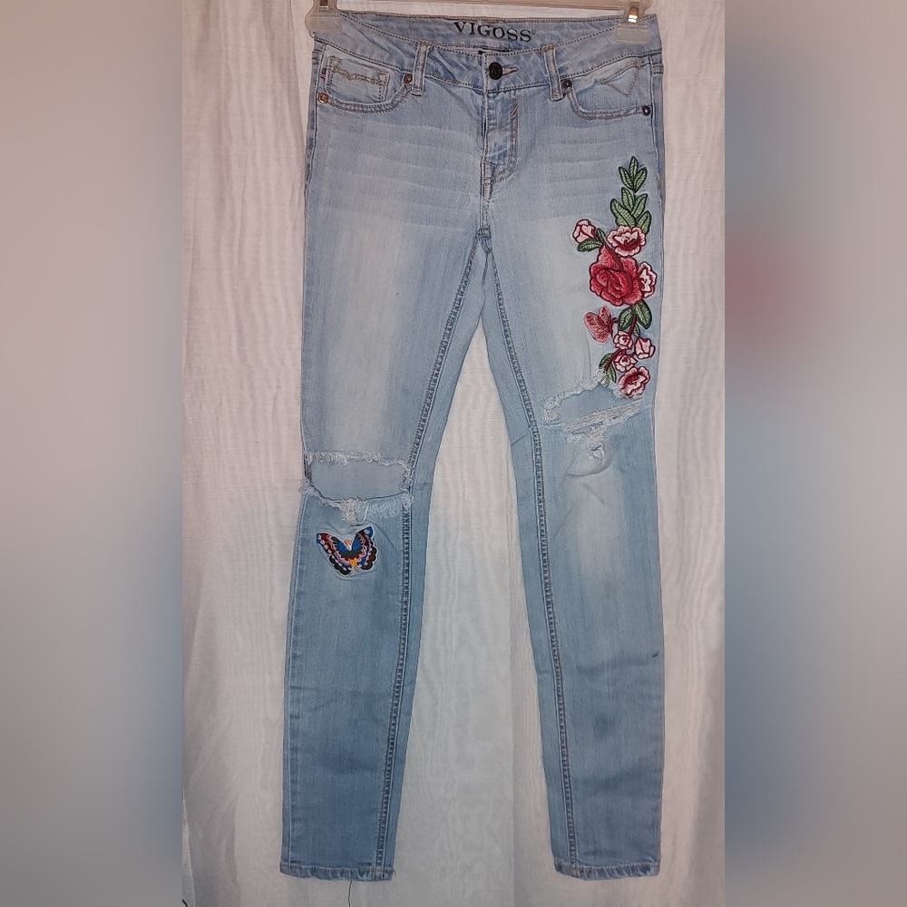 Vigoss distressed skinny jeans girls size 14